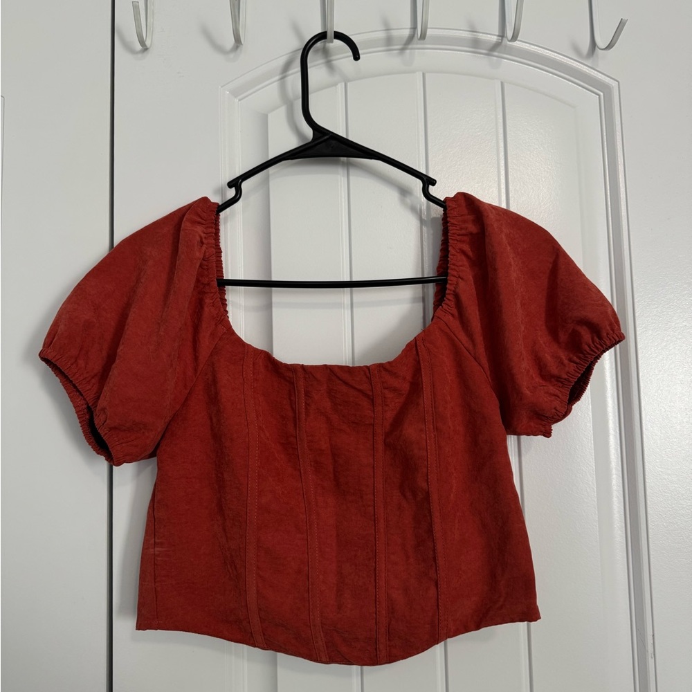 Women's Red Puff Sleeve Top